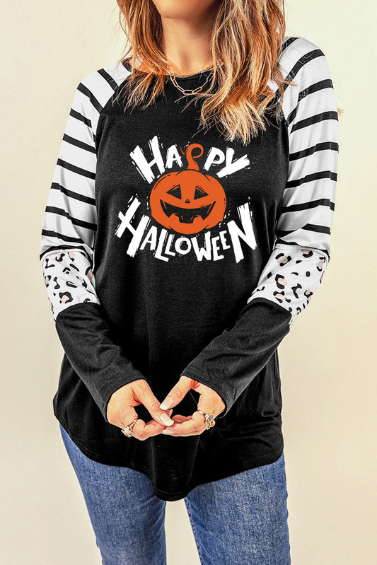 HAPPY HALLOWEEN Graphic Long Sleeve T-Shirt Pumpkin Shirt