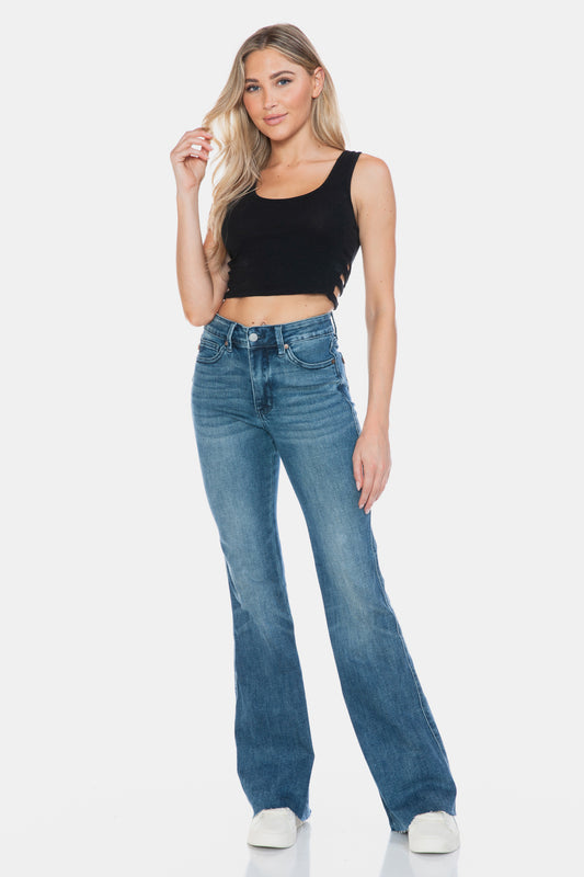 Judy Blue Full Size Tummy Control Cut Hem Flare Jeans - 88472