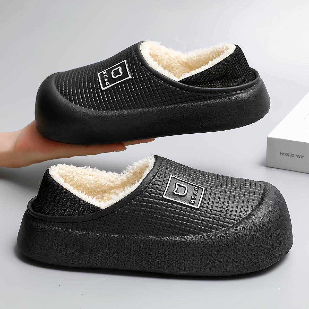 Winter Plush Slippers Soft Fleece Lining, Cushioned EVA Sole & Non-Slip TPR Grip Cozy Indoor Outdoor Home Slip-Ons for All Seasons