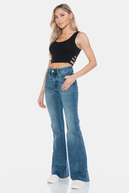 Judy Blue Full Size Tummy Control Cut Hem Flare Jeans - 88472