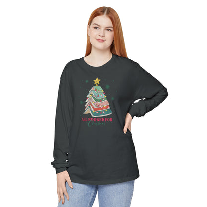 Christmas Bookworm Long Sleeve Shirt All Booked for Christmas Unisex Long Sleeve T-Shirt