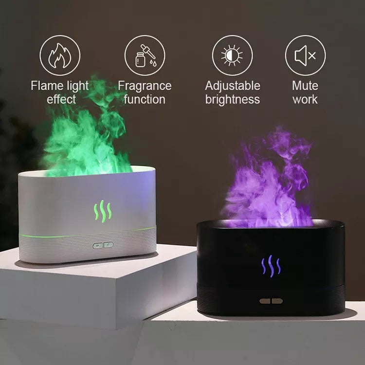 Best Selling USB Ultrasonic Flame Humidifier Led RGB 7 Colorful Changing Light Essential Oil Fire Flame Aroma Diffuser