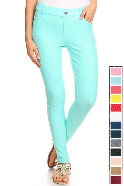 Yelete Cotton-Blend 5-Pocket Skinny Jeggings Full Length