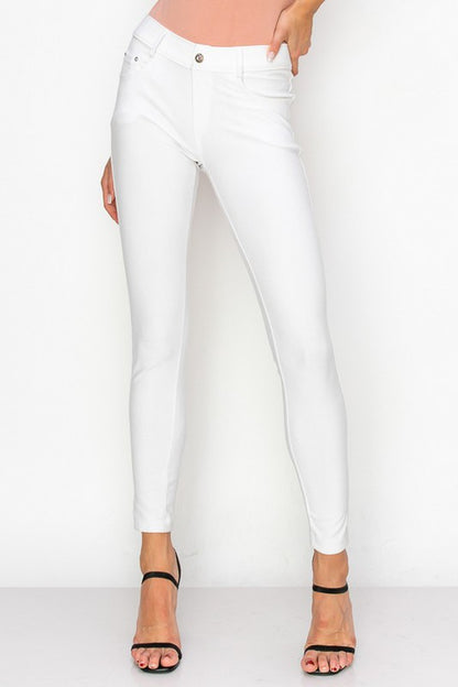 Yelete Cotton-Blend 5-Pocket Skinny Jeggings Full Length