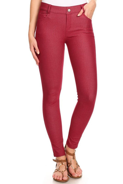 Yelete Cotton-Blend 5-Pocket Skinny Jeggings Full Length