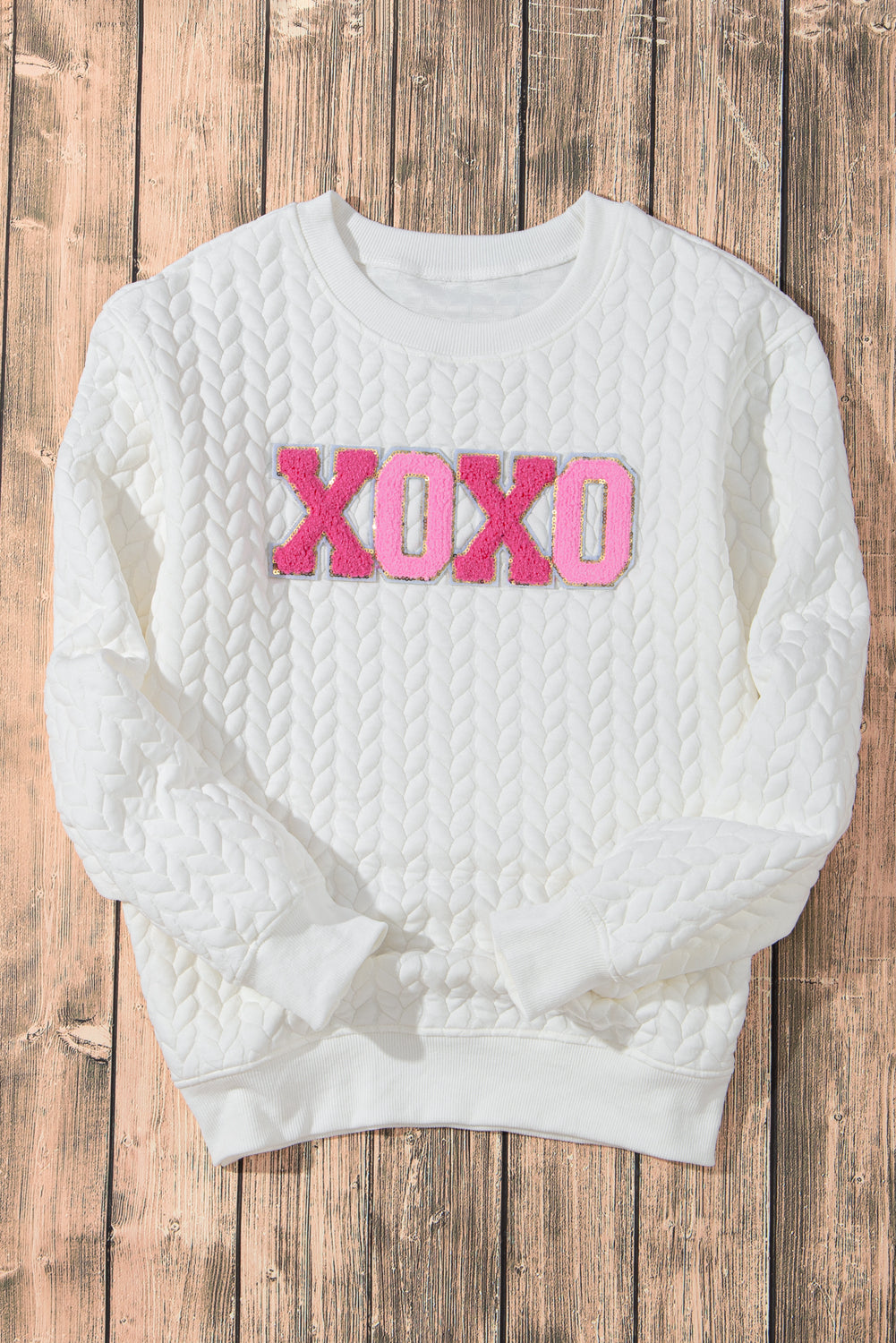 White Merry and Bright Quilted Sweatshirt Christmas Sweater Womens