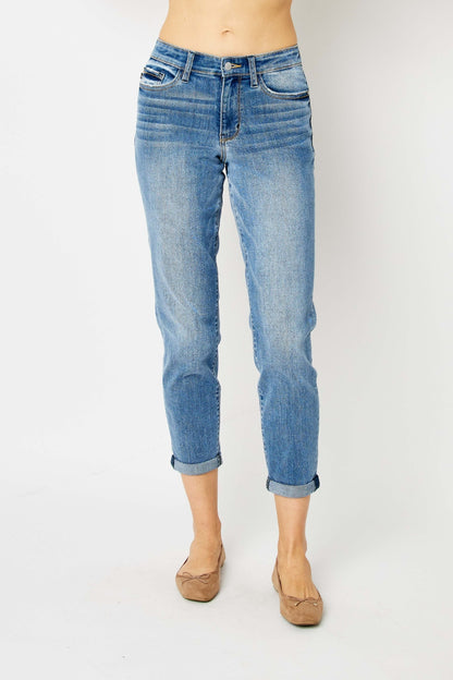 Judy Blue Full Size Cuffed Hem Slim Jeans - 82441