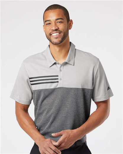 Heathered Colorblocked 3-Stripes Polo