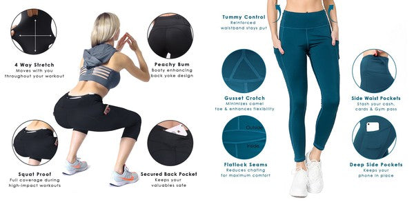 Yelete High Waist Tech Pocket Workout Capri Leggings