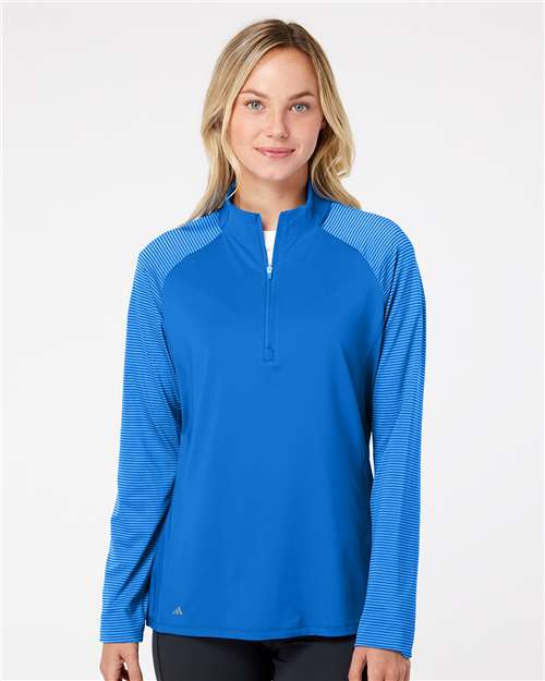 Adidas Women's Stripe Block Quarter-Zip Pullover