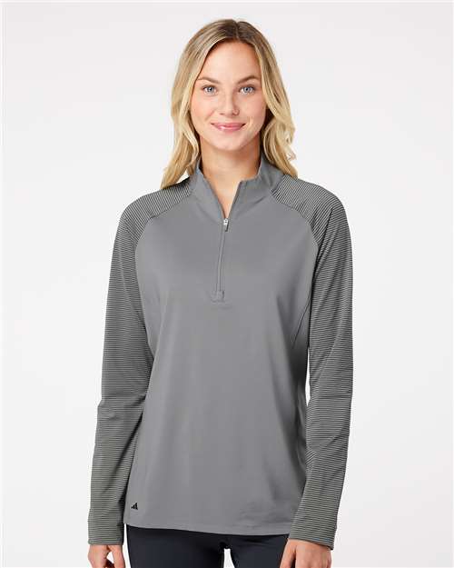 Adidas Women's Stripe Block Quarter-Zip Pullover