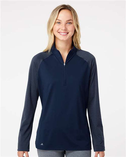 Adidas Women's Stripe Block Quarter-Zip Pullover