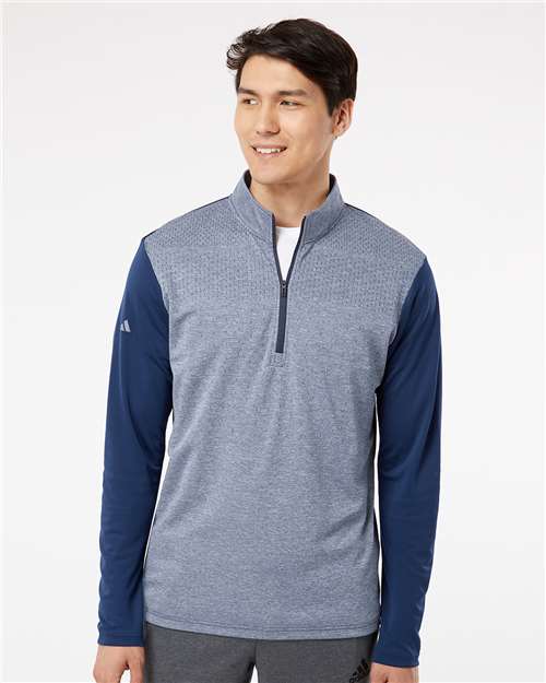 Adidas Heather Block Print Quarter-Zip Pullover