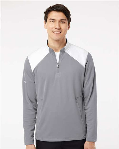 Adidas Textured Mixed Media Quarter-Zip Pullover