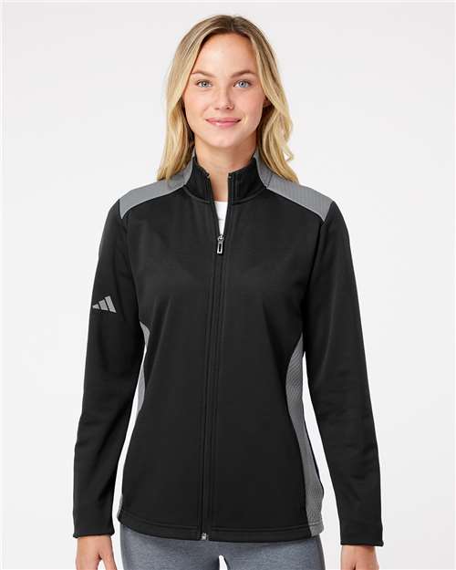 Adidas Women's Textured Mixed Media Full-Zip Jacket