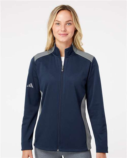 Adidas Women's Textured Mixed Media Full-Zip Jacket