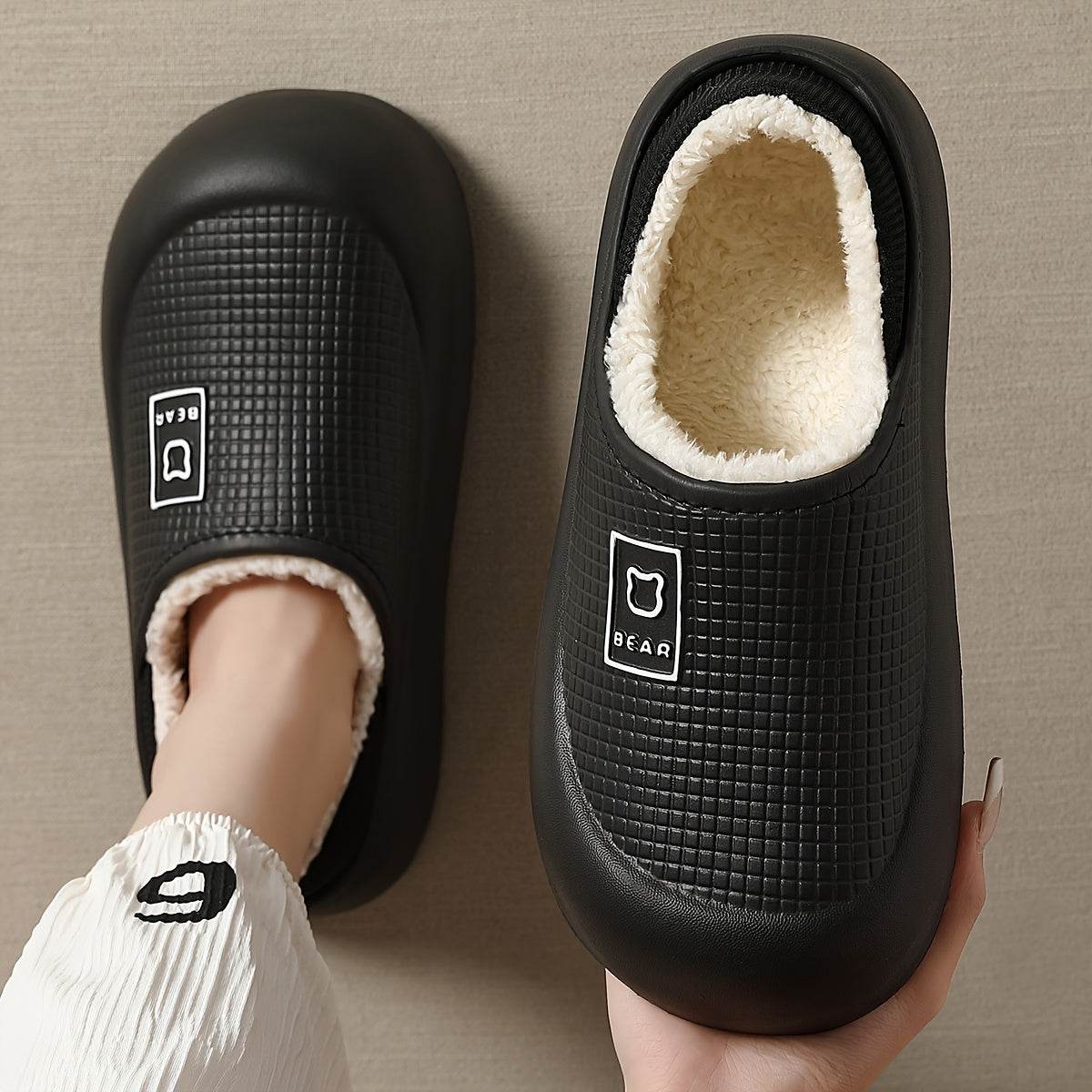 Winter Plush Slippers Soft Fleece Lining, Cushioned EVA Sole & Non-Slip TPR Grip Cozy Indoor Outdoor Home Slip-Ons for All Seasons