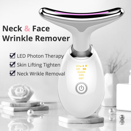 Face and Neck Lifter LED EMS Thermal Neck Lifting And Tighten Massager Electric Microcurrent Wrinkle Remover