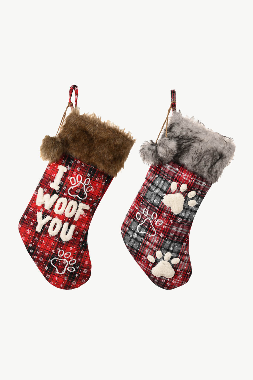 Dog 2-Pack Plush Christmas Stockings Fur Babies Pets