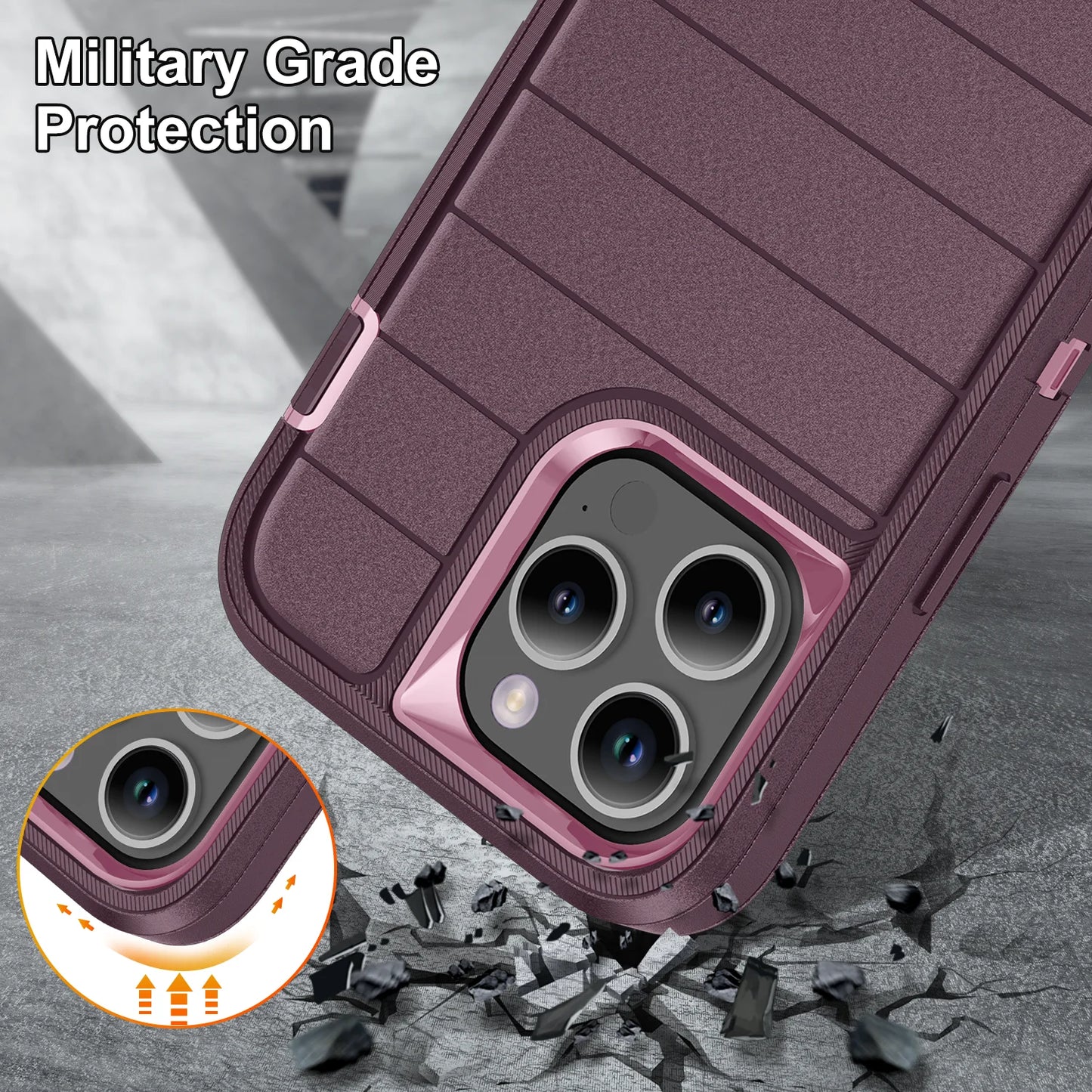 New Heavy-duty Armored 3-in-1 Fall-proof Case for Apple iPhone15 14 13 Pro Max Plus Stand Phone Case