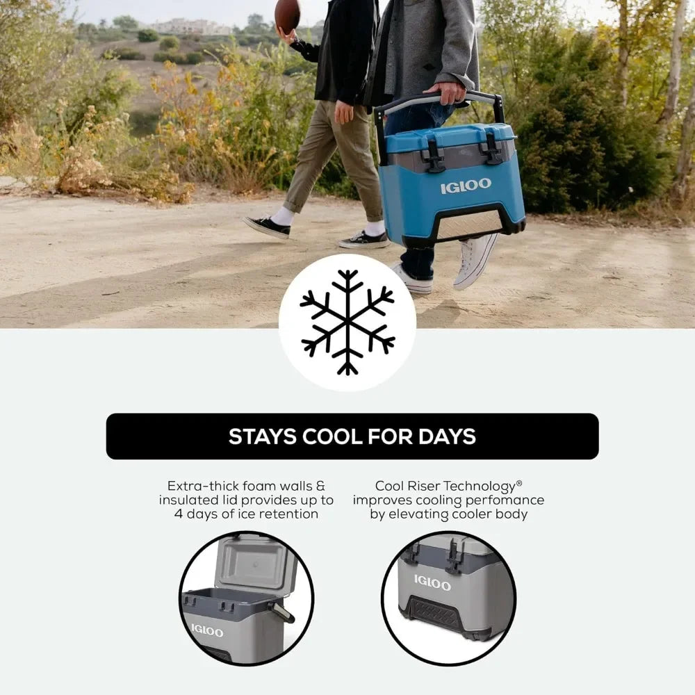 Igloo Heavy-Duty 25 Qt BMX Ice Chest Cooler with Cool Riser Technology Multifunctional Storage Box Accessories Tackle