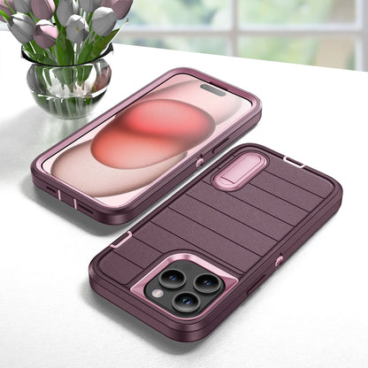 New Heavy-duty Armored 3-in-1 Fall-proof Case for Apple iPhone15 14 13 Pro Max Plus Stand Phone Case