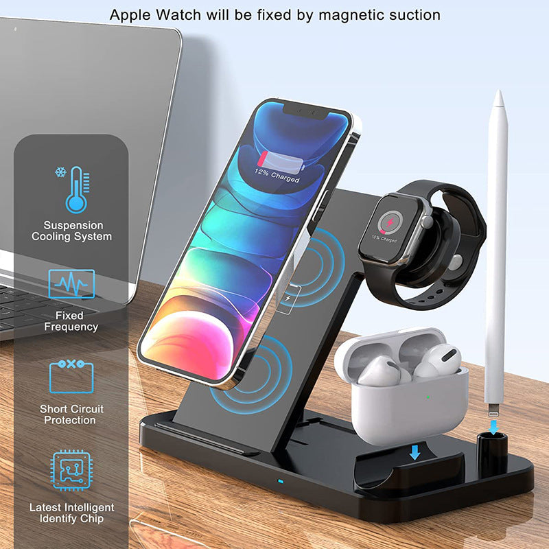 Wireless Charger Charging Station: 4 in 1/ 3 in 1 Charger Stand Compatible with Iphone 15 14 Pro Max Iphone 13 12 11 - Watch Series 8 7 6 5 4 3 2 Se - Airpods 3 2 Pro