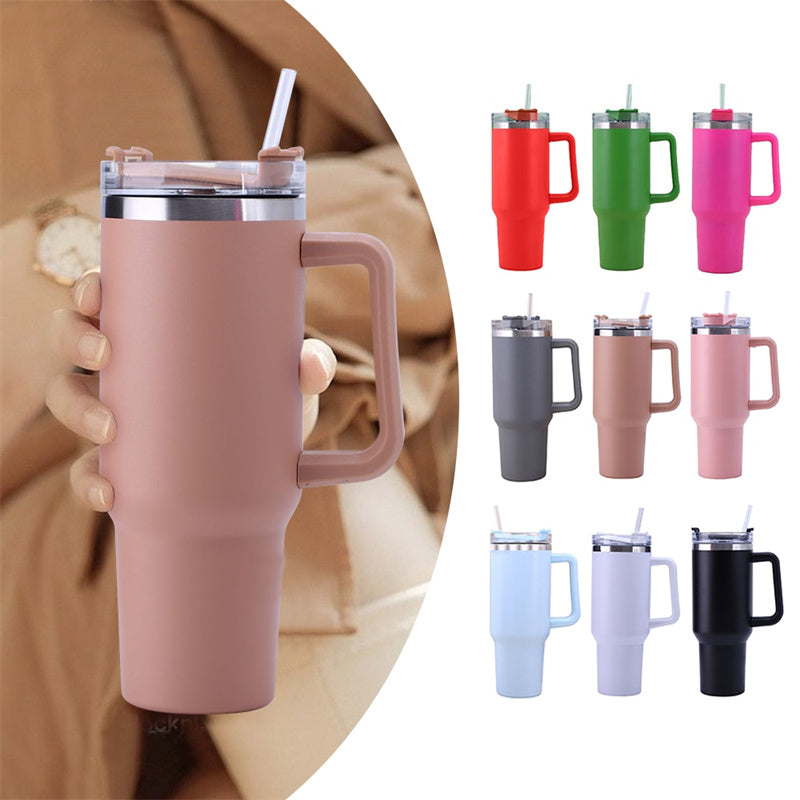 Tumbler 40oz Straw Coffee Insulation Cup With Handle Portable Stainless Steel Water Bottle Large Capacity Travel Mug BPA Free Thermal Mug