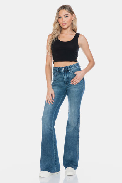 Judy Blue Full Size Tummy Control Cut Hem Flare Jeans - 88472