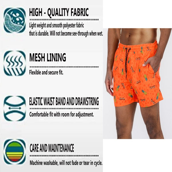 Weiv Solid Lined Beach Swim Text Swim Shorts