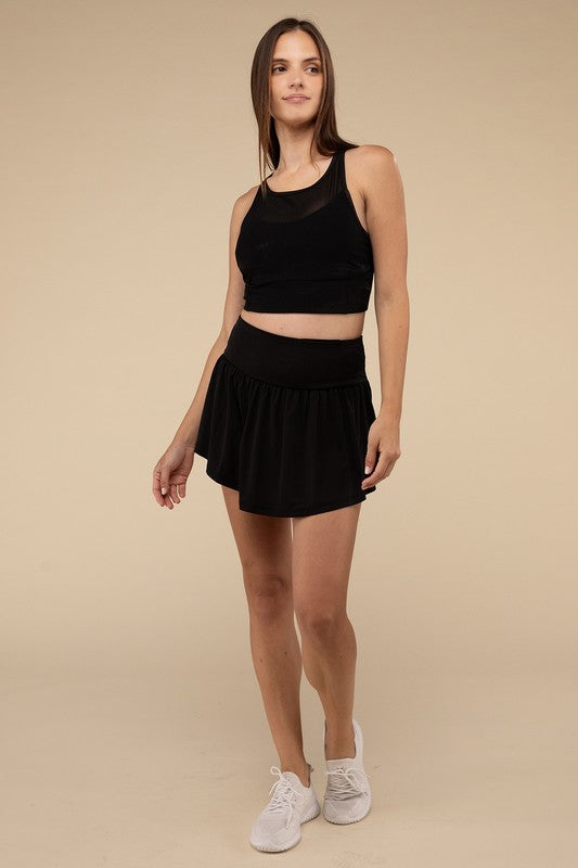 Zenana Wide Band Tennis Skirt with Zippered Back Pocket