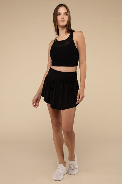 Zenana Wide Band Tennis Skirt with Zippered Back Pocket