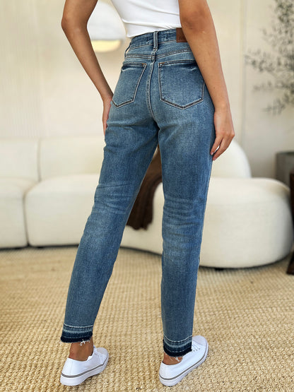 Judy Blue Full Size Mid Rise Rigid Magic Release Hem Jeans - 88818