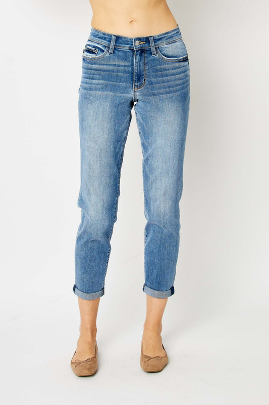 Judy Blue Full Size Cuffed Hem Slim Jeans - 82441