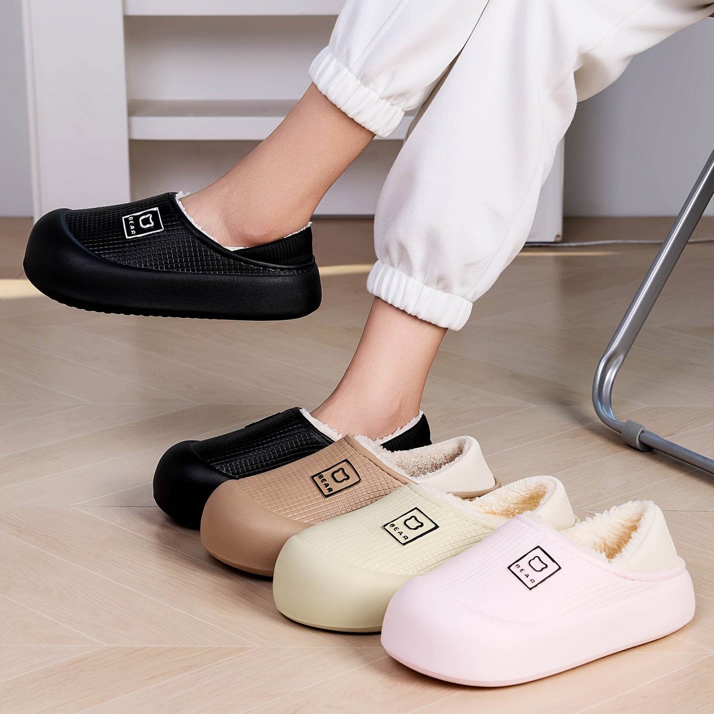 Winter Plush Slippers Soft Fleece Lining, Cushioned EVA Sole & Non-Slip TPR Grip Cozy Indoor Outdoor Home Slip-Ons for All Seasons