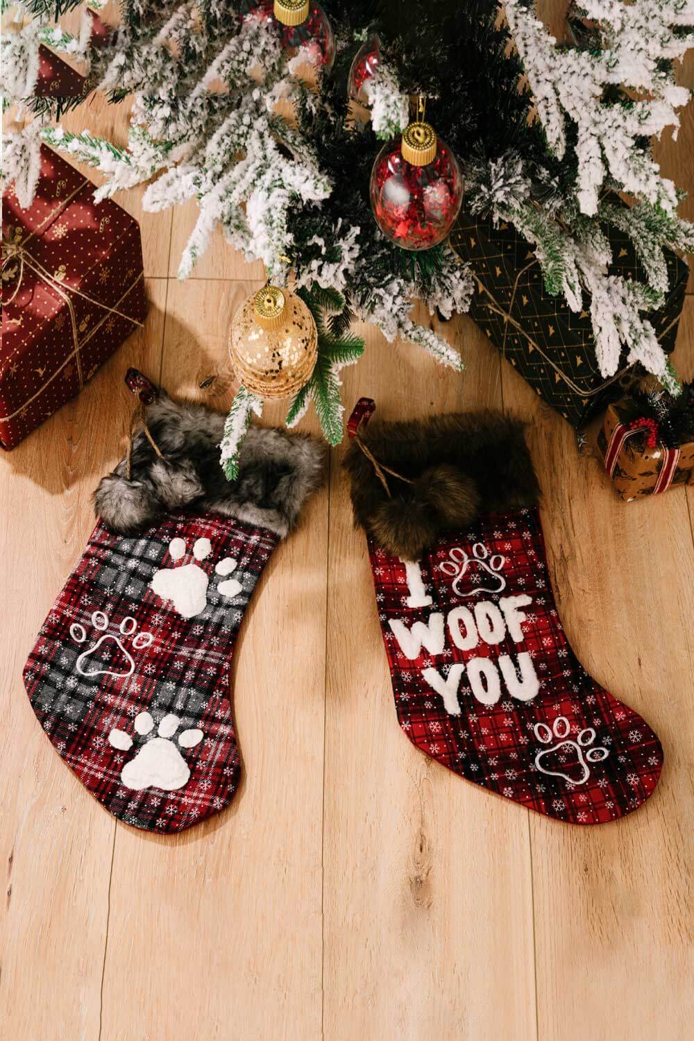 Dog 2-Pack Plush Christmas Stockings Fur Babies Pets